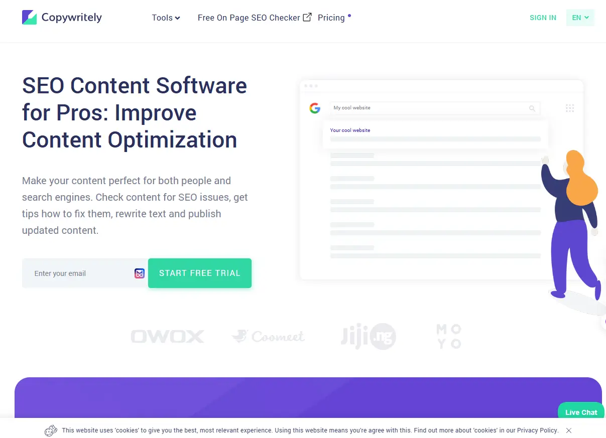 Copywritely.com screenshot