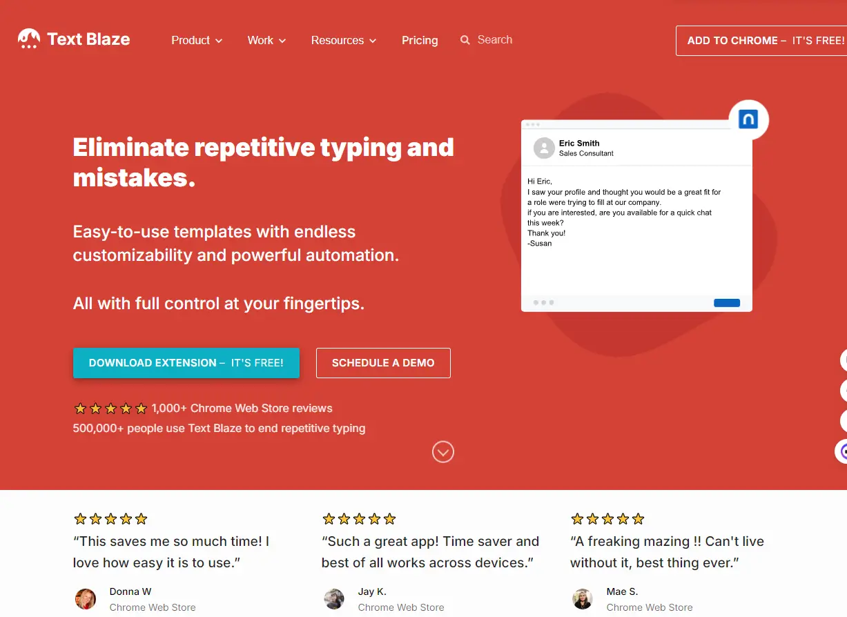 Text Blaze.com screenshot