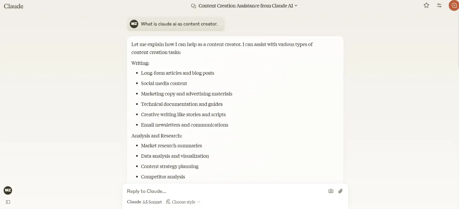 claude ai screenshot