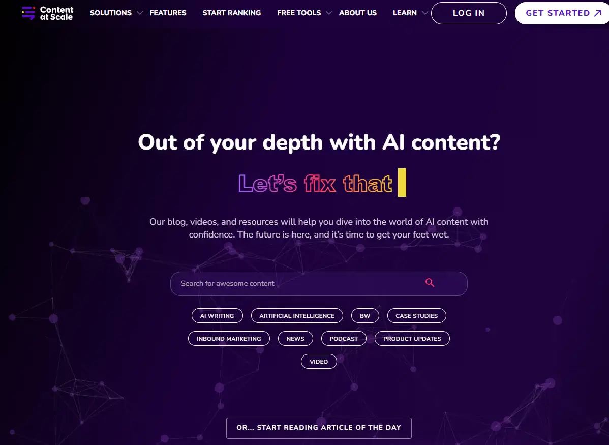 Content at Scale.com screenshot