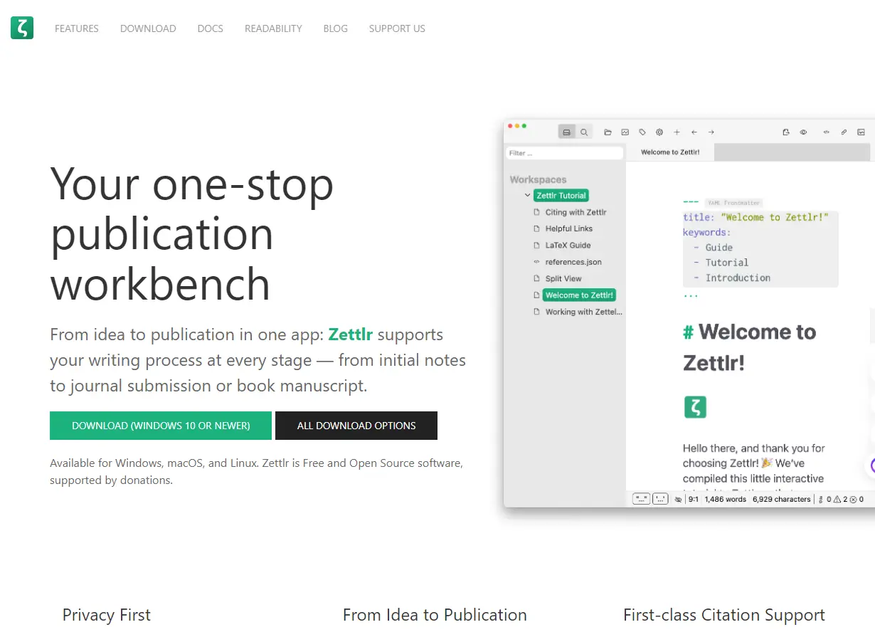 Zettlr AI Writing.com screenshot