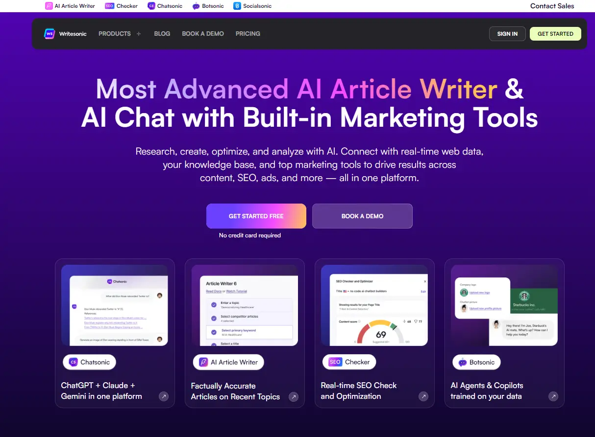 WriteSonic Pro.com screenshot